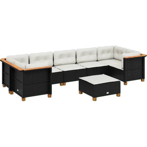vidaXL Set Divani da Giardino con Cuscini 8 pz Nero in Polyrattan (1/5)
