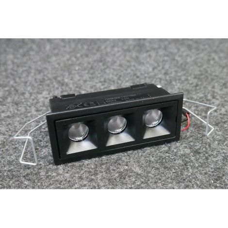 Mini encastré LED 5.2W 3 spots noirs fixes 85x35x50mm 3000K 474lm 56° pour alim 600mA (non fourni) OZ Stand Alone TARGETTI