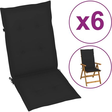 vidaXL Cuscini per Sedie 6 pz Neri 120x50x3 cm in Tessuto
