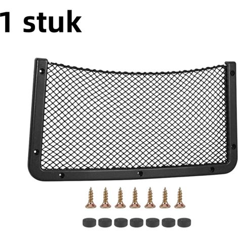 Filet de rangement pour voiture avec sac de rangement pour coffre de SUV camping car camion et bateau avec vis et chevilles 42 x 21 cm noir (1/5)