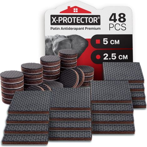 48 - Patin Antiderapant - Patin Caoutchouc - Adhésif Robuste Pour Meubles Et Chaises &43 Protection Sol Bois Ou Stratifié Noir 25x25cm Et 50x50cm (1/5)