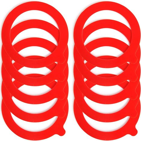 Einmachgläser mit Gummidichtung (10er-Packung) - 70 x 95 mm (rot)