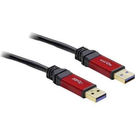 Delock Câble USB USB 3.2 Gen1 USB-A mâle, USB-A mâle 2.00 m rouge, noir contacts dorés, certifié UL (1/3)
