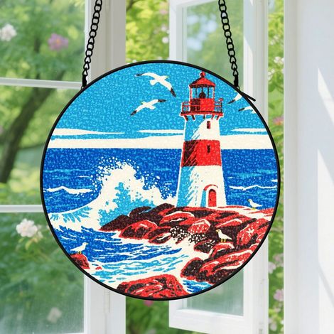 Suspension en vitrail - Attrape-soleil élégant coloré, décoration fenêtre maison, cadeau Fête des Mères, Anniversaire pour femme, homme, maman 9cm (1/5)
