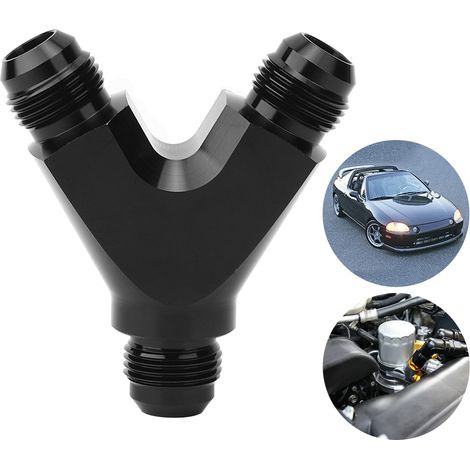 3-Wege-Adapter aus Aluminiumlegierung, Y-Typ, AN10 10-AN Außengewinde auf 2x AN10 10-AN Außengewinde, schwarz (1/5)