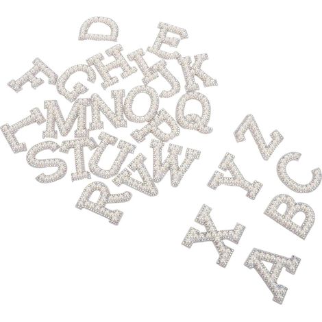 26 Pièces Patch de Lettres Auto-adhésif Soi-même, Autocollant Alphabet en Strass et Perles, Abs, Blanc, pour Paquet à Dos et Objets Ménagers, Projets de Décoration Diy, Amateurs (1/5)