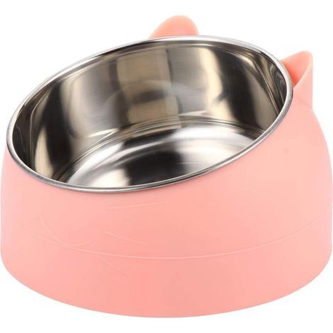 Gamelle en acier inoxydable pour chat - Gamelle à eau pour chat - Multifonction - Pour nourriture et eau - Rose, 200ML (1/5)