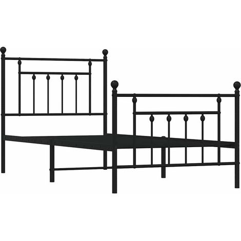 vidaXL Cadre de lit métal sans matelas avec pied de lit noir 90x190 cm (1/5)