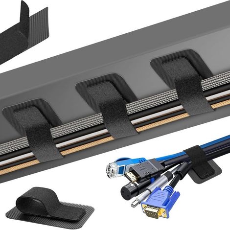 Range-câbles sous table (15 câbles) : attache-câble Velcro renforcée et réglable, clip de fixation réutilisable sous table, 20 paires (1/5)