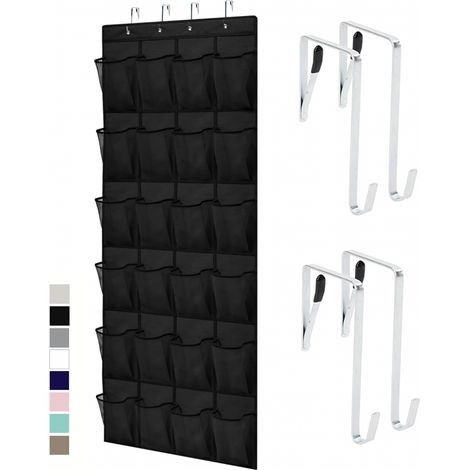 BEBUSINGOTO Organizador de zapatos para colgar sobre la puerta, 24 bolsillos grandes de malla transpirable, estante de almacenamiento colgante que ahorra espacio, soporte para armario con capacidad pa (1/5)