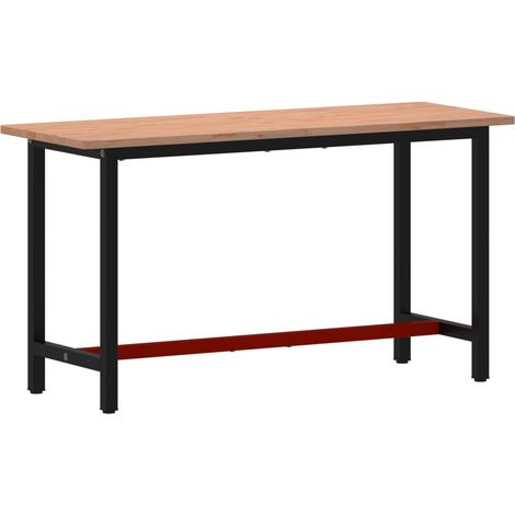 Établi 150x55x81,5 cm bois massif de hêtre et métal