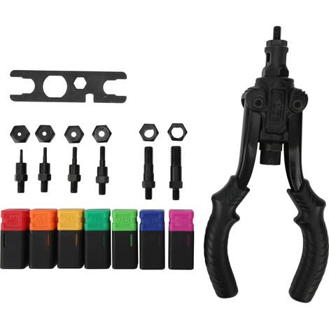 Kit de réparation d'écrous à sertir à double poignée, outils d'insertion en acier allié, quincaillerie manuelle noire (1/5)