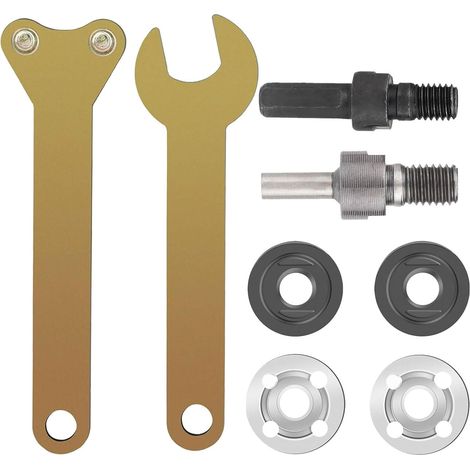 8 Pièces accessoires polyvalents pour meuleuse d’angle et perceuse manuelle, Includes tiges de connexion, écrous à bride, clé à molette pour le polissage et le meulage (1/5)