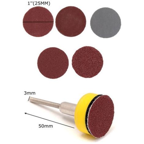 Lot de 100 Disques Abrasifs de Ponçage Ronds 25mm, Papier Verre Auto-adhésif de Grain 100 180 240 1500 3000 Papier Abrasif avec Pad Plateau de Support pour Meulage Polissage (1/5)