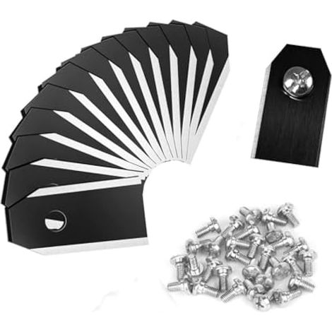 30 x Lame Robot Tondeuse pour Tondeuse à Gazon，lame tondeuse pour gardena，Lames de Couteau en Titane pour Toutes Les Tondeuses Robotiques pour Husqvarn(3g-0.75mm) Avec 30 Vis (30 pièces noires)