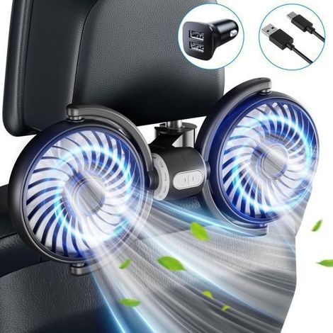 Ventilateur de Voiture - COOLIFEPRO - Double Tête - USB Portable - 3 Vitesses - Rotation 360° (1/5)