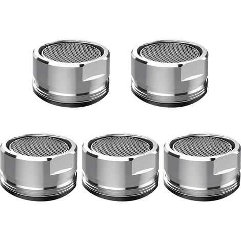 Lot de 5 aérateurs de robinet, filtre de robinet, pièce de rechange pour robinet, aérateur fileté en laiton de 24 mm avec joint d'étanchéité (1/5)