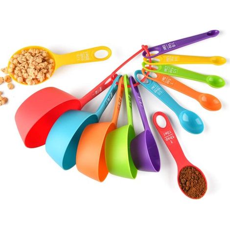 Set di misurini e cucchiai dosatori, 12 pezzi. Misurini e cucchiai dosatori in plastica per ingredienti liquidi e solidi. (1/5)