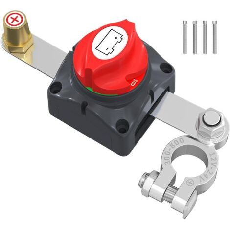 Interruttore di disconnessione superiore della batteria - 12V-48V, 12V impermeabile - adatto per imbarcazioni e camper - 1 pezzo, rosso (1/4)