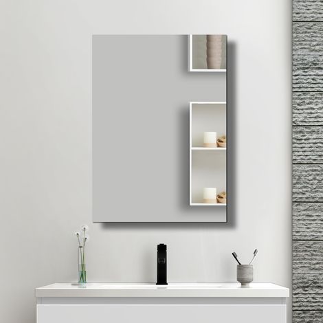 Ducha Casa Armario espejo de baño blanco con espacio de almacenamiento (1/4)