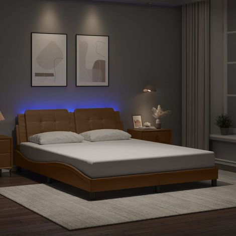 vidaXL Giroletto con LED senza Materasso Zadar Cappuccino 160x200 cm