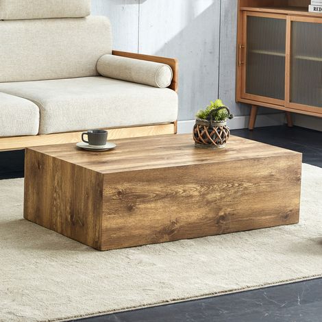 Table basse en MDF effet bois 90 cm rectangulaire, sans montage (1/5)