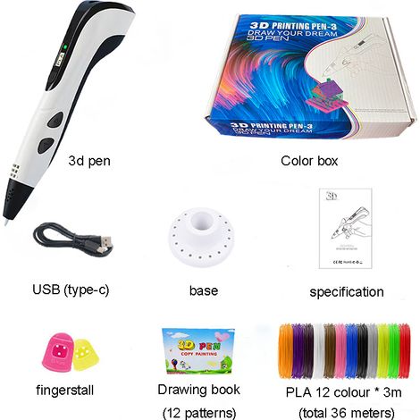 Stylo d'impression 3D pour enfants, stylo de peinture éducatif, stylo graffiti, cadeau de Noël