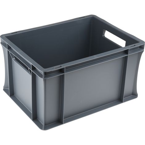 Rs Pro – Bac de rangement gerbable 20L – Plastique gris – Dimensions 400mm x 300mm x 220mm – Empilable et sans couvercle