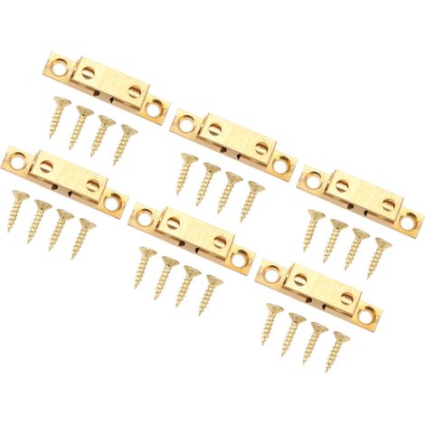 6 loquets de porte d'armoire en laiton, loquets à bille de tension pour placard, avec vis dorées, 60 mm/2,4 pouces, pour la plupart des armoires (1/5)