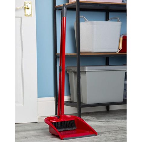 2 x Long Handled Sweeping Dustpan & Brush Set