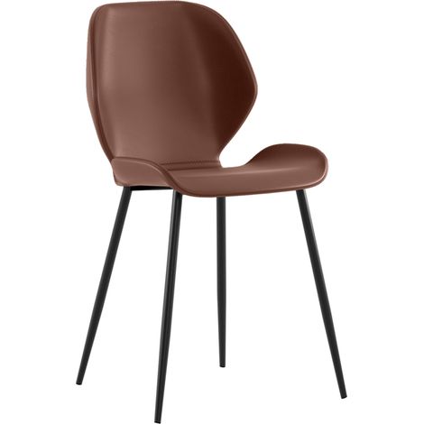 Sedia da pranzo Diana con seduta in soft-touch cuoio e gambe in metallo nero, design vintage moderno - Sedia living di alta qualità (1/5)