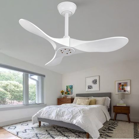 Ventilador de techo sin luz 36 pulgadas, 3 aspas, 6 velocidades, blanco DESVIAE (1/5)