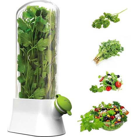 2 cajas para guardar hierbas en refrigerador, caja transparente hierbas frescas, mantiene cilantro fresco durante 2-3 semanas (15,5 x 7 x 27 cm) (1/5)