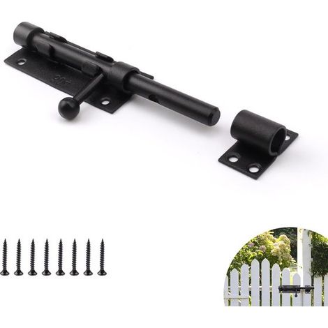 Quincaillerie de Porte Coulissante Robuste Zwart en Acier Inoxydable pour l'Extérieur avec Trou pour Cadenas (1/5)