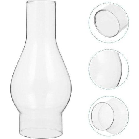 Abat-jour en Verre Transparent pour Lampe à Huile, Cheminée en Verre de Lampe à Pétrole, Abat-jour pour Lampe Kérosène, Accessoires Remplaçables (16.5cm)