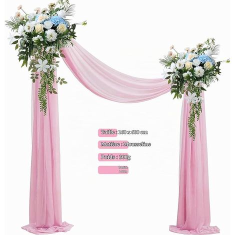 Wedding Drape Chiffon Fabric Drape Wedding Curtain Tulle Transparent Decorations Wedding Phase Ceremony Photography Background Rose (1/5)