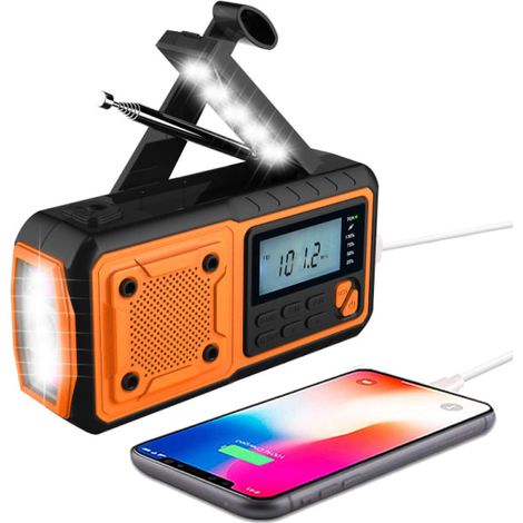 Filiyano-Nouveau modèle de radio d'urgence, radio à manivelle alimentée par une batterie externe solaire de 4000 mAh, radio AM/FM/WB/NOAA et radio (1/5)