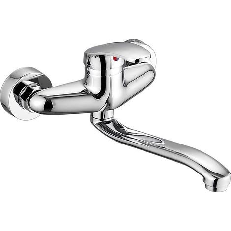 Mitigeur robinet mural série monocommande eau chaude froide Cuivre argenté brillant brillant évier cuisine évier (1/5)