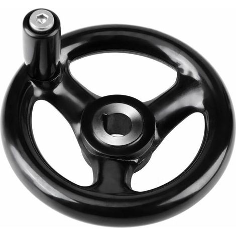 Volante de fresado, 1 pieza, para torno, negro, orificio de 12 mm, diámetro de 100 mm, volante de 3 radios con mango para fresadoras, tornos y rectificadoras. (1/5)