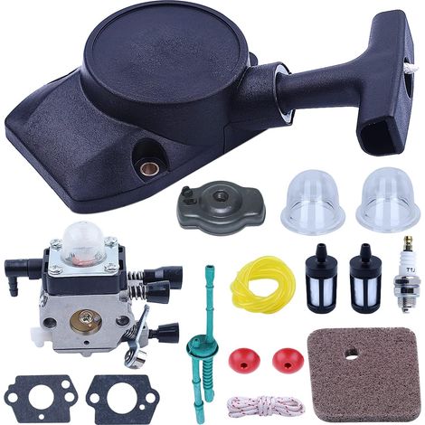 Démarreur à rappel avec kit filtre à air et carburant pour Stihl FS80 FS85 FS75, démarreur à rappel, cliquet de démarrage, corde, carburateur, joint, clapet anti-retour, filtre à air (1/5)