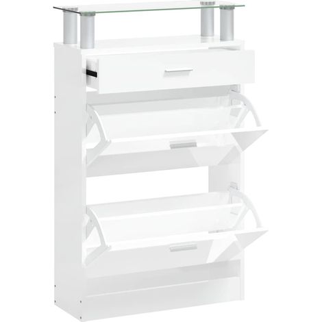 Maison Exclusive - Scarpiera Bianco Lucido 63x24x104 cm in Legno Multistrato (1/5)