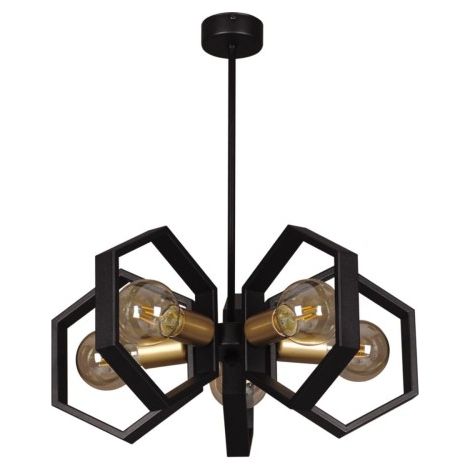 Lustre moderne noir/or Kaja HONEY K-4724 5xE27 métal