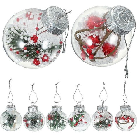 Boules de Noël transparentes à suspendre, en plastique, 24 pièces (1/5)