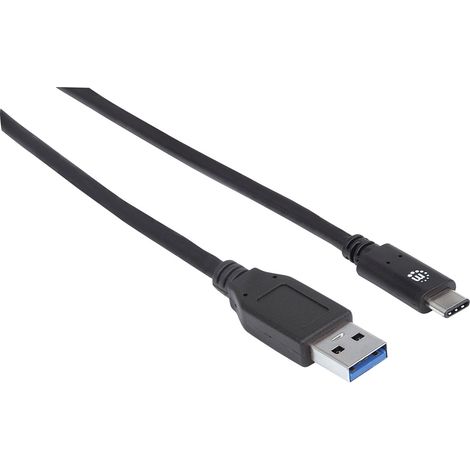 Manhattan USB-Kabel USB 3.2 Gen1 USB-A Stecker, USB-C® Stecker 1.00 m Schwarz UL-zertifiziert 35337 (1/3)