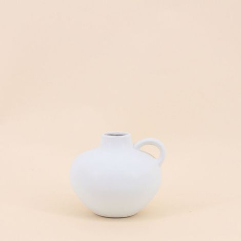 Vase en céramique blanche avec anse, H11cm (1/5)