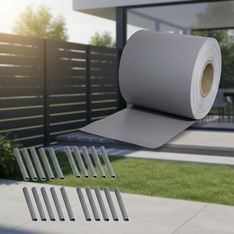 65M PVC recinzione foglio privacy schermo doppia asta stuoie di recinzione grigio chiaro rotolo opaco (1/5)