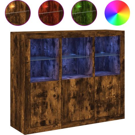Maison Exclusive - Aparador con luz LED 3 pzas madera de ingenier (1/5)