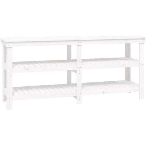 vidaXL Banco de trabajo Blanco 181 x 50 x 80 cm Madera de Pino Maciza (1/2)