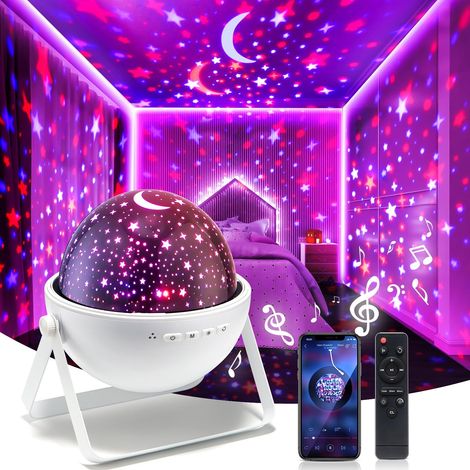 Veilleuse BéBé, Veilleuse Musicale et Lumineuse avec Minuterie Bluetooth,12 Couleurs Veilleuse Enfant Projecteur Ciel Etoile,Veilleuse Etoile Projection,Decoration Chambre Bebe Fille Garcon