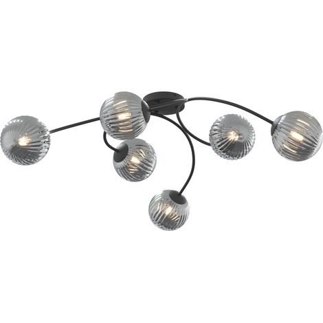 Plafonnier Vibra noir graphite 6 globes E14 Emibig (1/5)